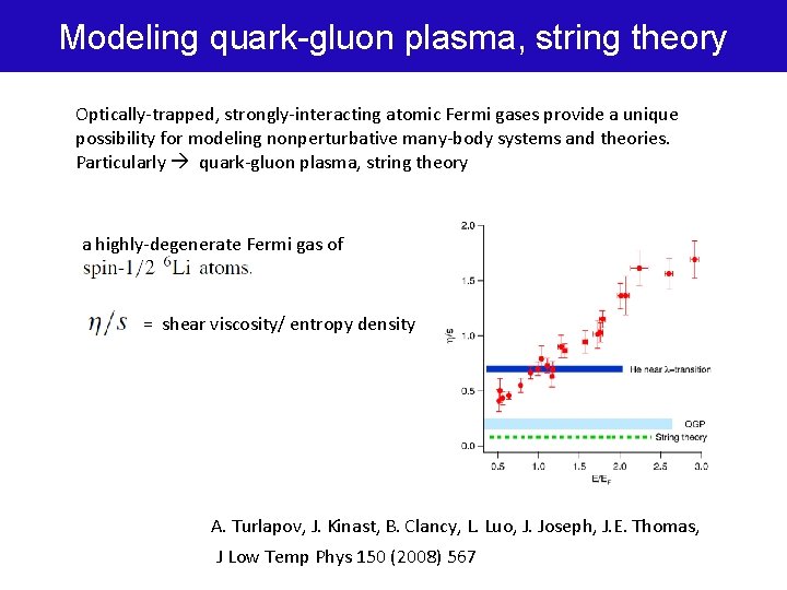 Modeling quark-gluon plasma, string theory Optically-trapped, strongly-interacting atomic Fermi gases provide a unique possibility