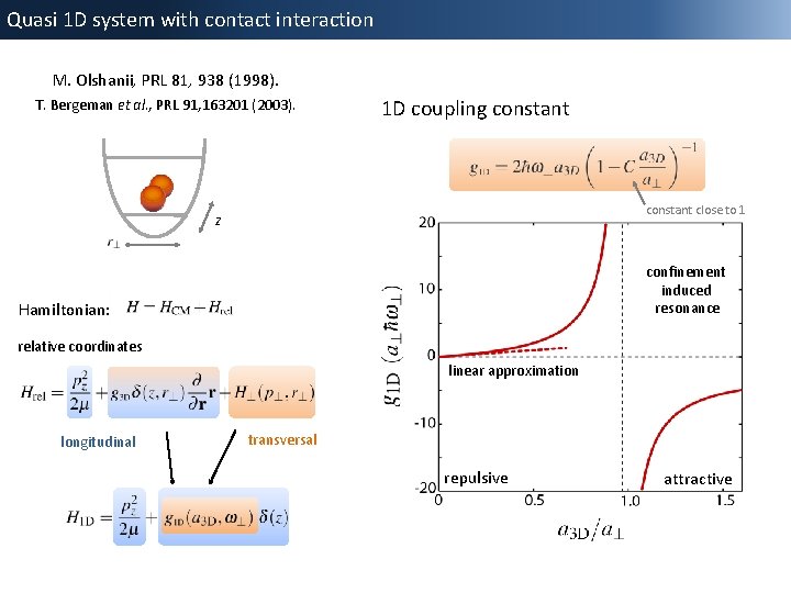 Quasi 1 D system with contact interaction M. Olshanii, PRL 81, 938 (1998). T.