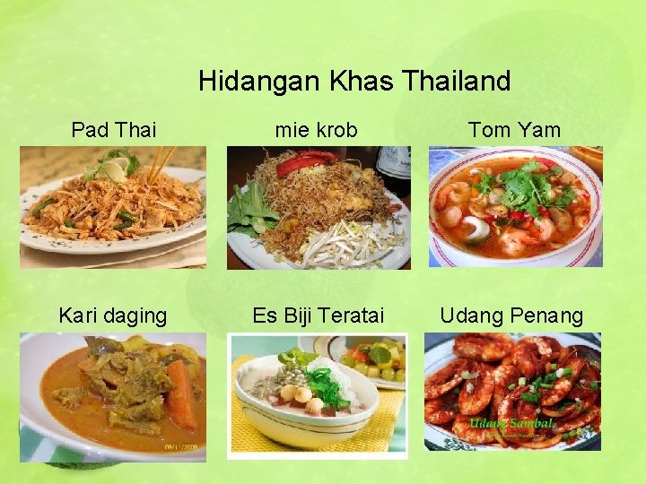 Hidangan Khas Thailand Pad Thai mie krob Tom Yam Kari daging Es Biji Teratai