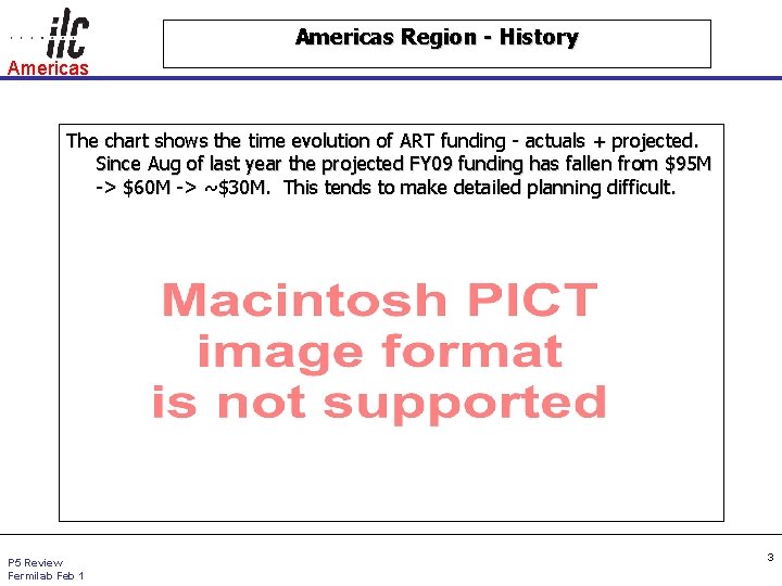 Americas Region - History Americas The chart shows the time evolution of ART funding