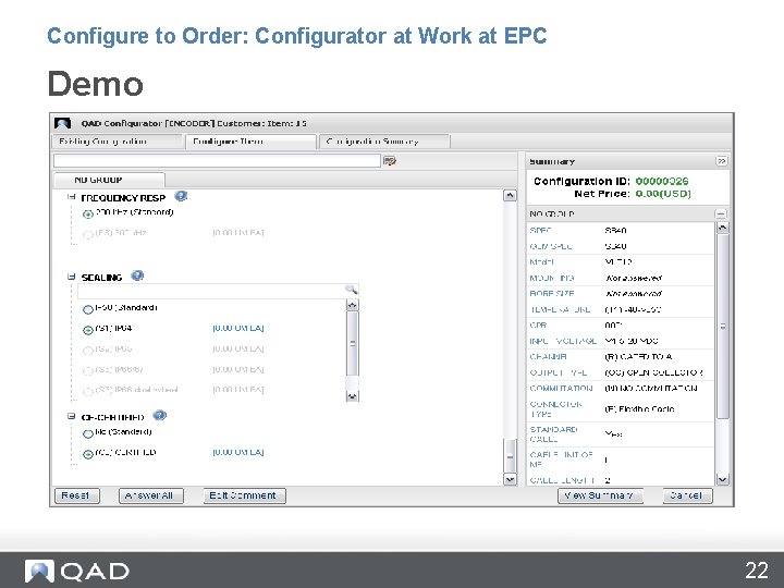 Configure to Order: Configurator at Work at EPC Demo 22 