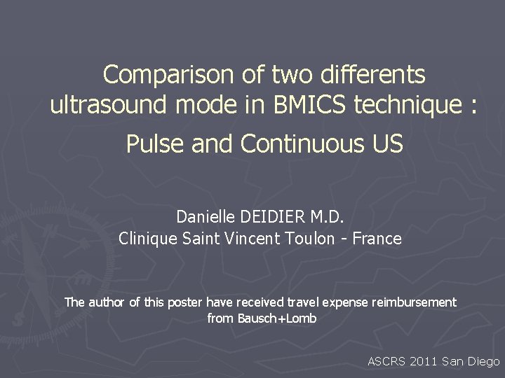 Comparison of two differents ultrasound mode in BMICS technique : Pulse and Continuous US