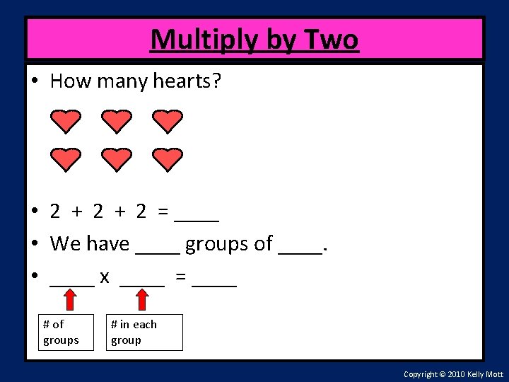 Multiply by Two • How many hearts? • 2 + 2 = ____ •