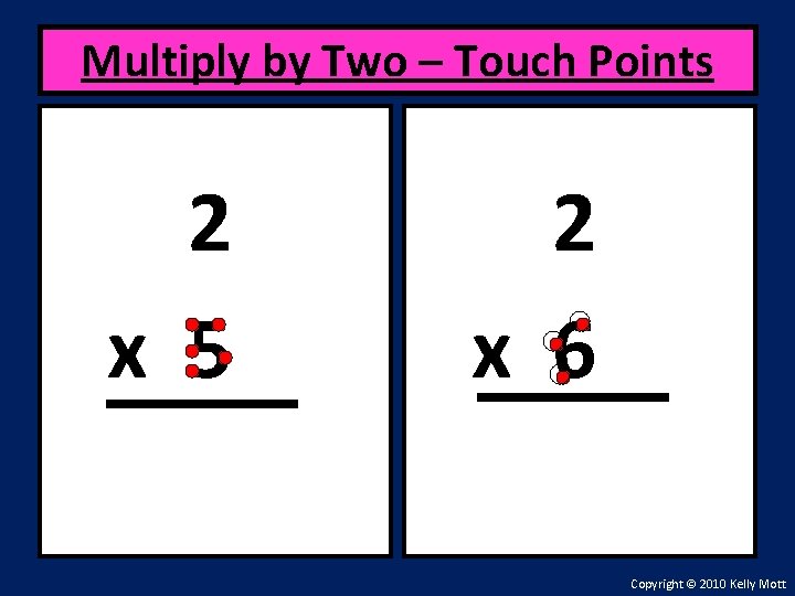Multiply by Two – Touch Points 2 x 5 2 x 6 Copyright ©