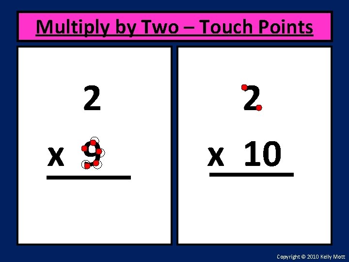 Multiply by Two – Touch Points 2 x 9 2 x 10 Copyright ©