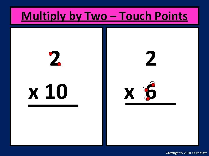 Multiply by Two – Touch Points 2 x 10 2 x 6 Copyright ©