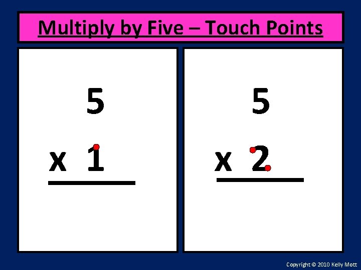 Multiply by Five – Touch Points 5 x 1 5 x 2 Copyright ©