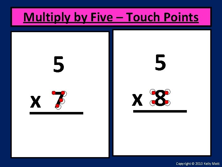 Multiply by Five – Touch Points 5 x 7 5 x 8 Copyright ©