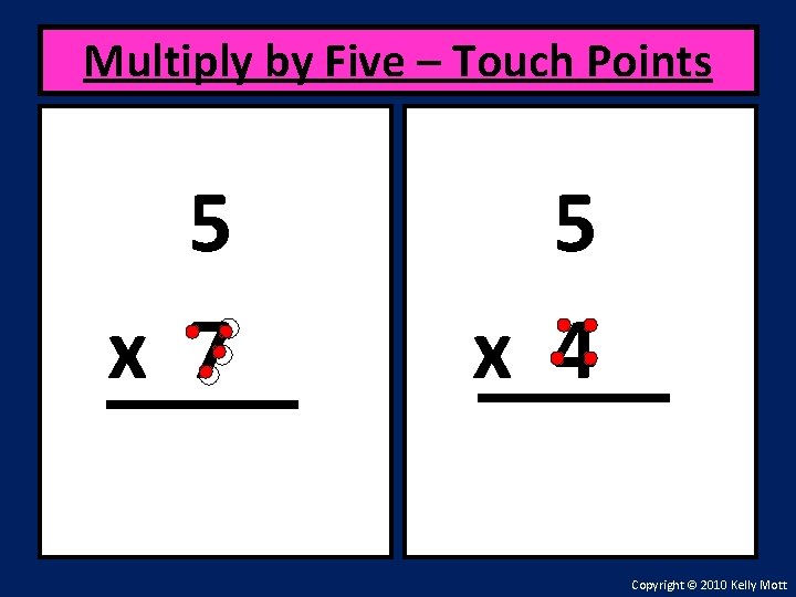 Multiply by Five – Touch Points 5 x 7 5 x 4 Copyright ©