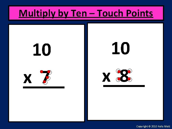 Multiply by Ten – Touch Points 10 x 7 10 x 8 Copyright ©