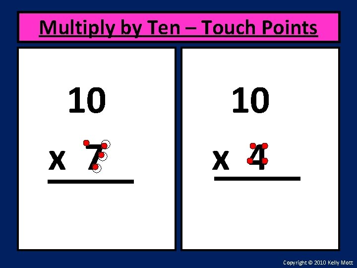 Multiply by Ten – Touch Points 10 x 7 10 x 4 Copyright ©