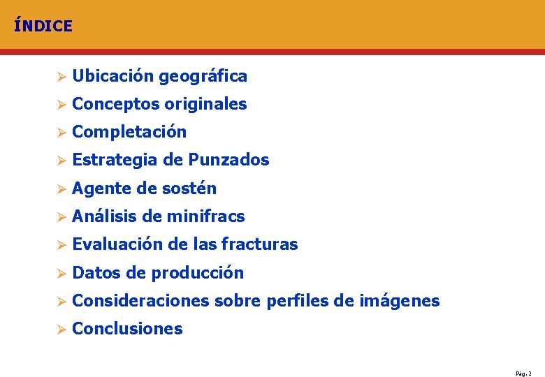 ÍNDICE Ø Ubicación geográfica Ø Conceptos originales Ø Completación Ø Estrategia de Punzados Ø
