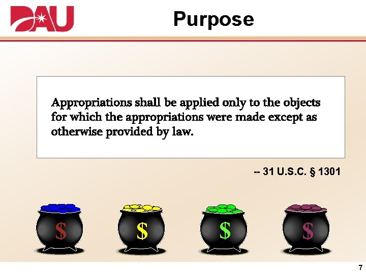 Purpose Appropriations shall be applied only to the objects for which the appropriations were