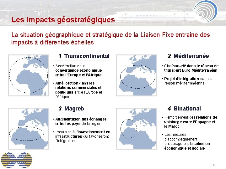 Les impacts géostratégiques La situation géographique et stratégique de la Liaison Fixe entraine des
