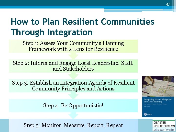 45 How to Plan Resilient Communities Through Integration Step 1: Assess Your Community’s Planning