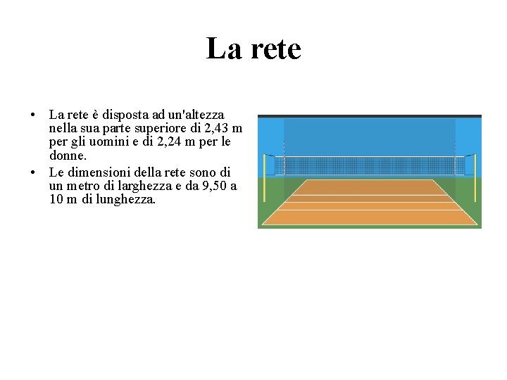 La rete • La rete è disposta ad un'altezza nella sua parte superiore di La rete • La rete è disposta ad un'altezza nella sua parte superiore di