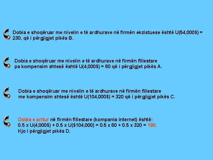 Dobia e shoqëruar me nivelin e të ardhurave në firmën ekzistuese është U(54, 000$)