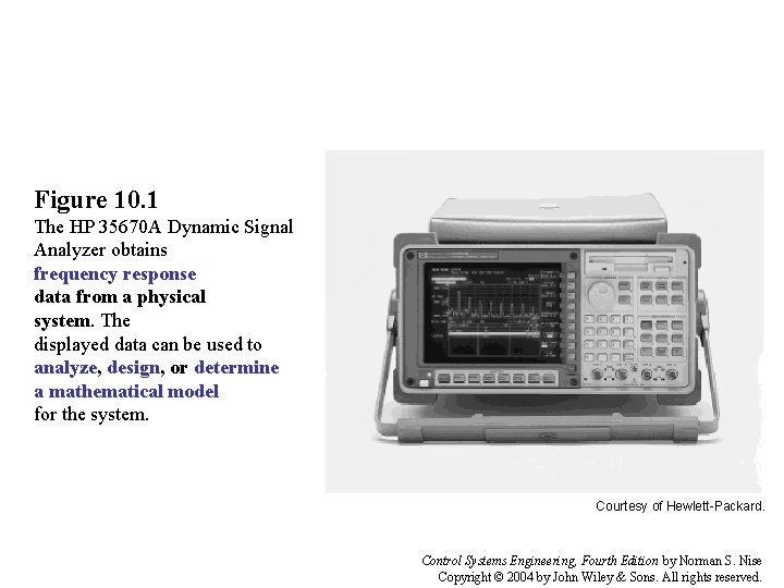 Figure 10. 1 The HP 35670 A Dynamic Signal Analyzer obtains frequency response data