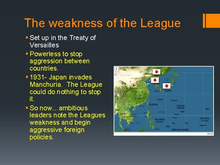 The weakness of the League § Set up in the Treaty of Versailles §