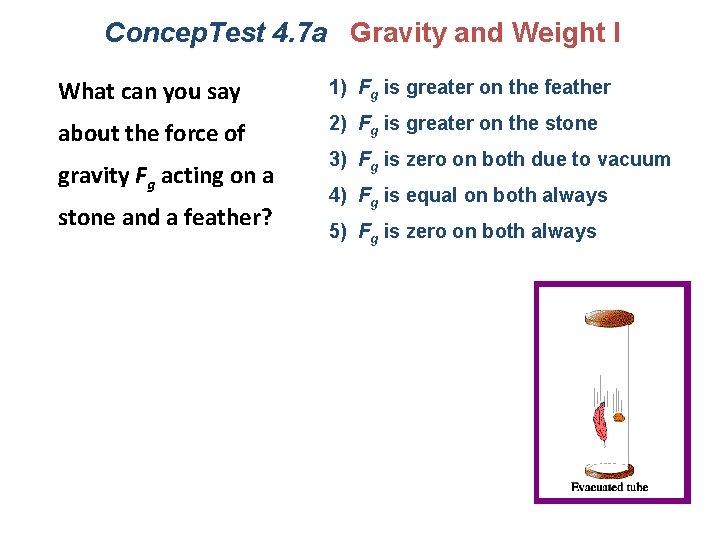 Concep. Test 4. 7 a Gravity and Weight I What can you say 1)