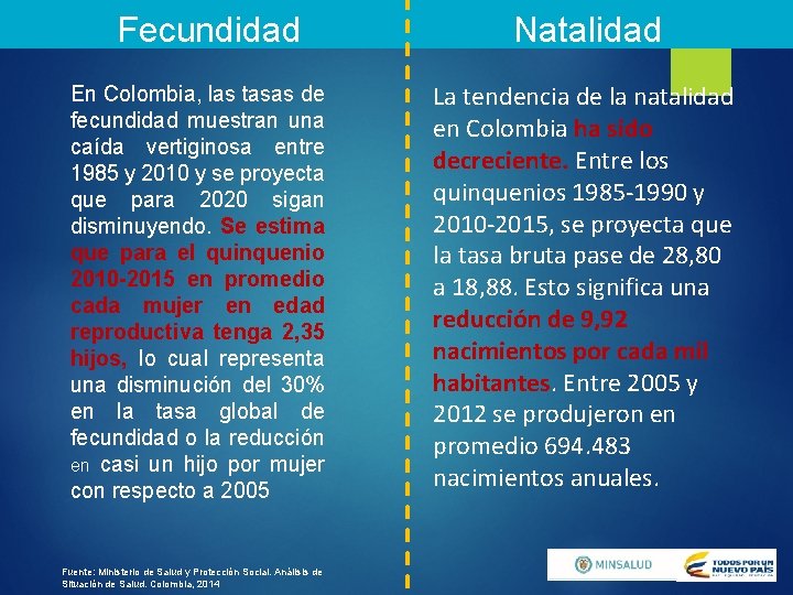 Fecundidad En Colombia, las tasas de fecundidad muestran una caída vertiginosa entre 1985 y