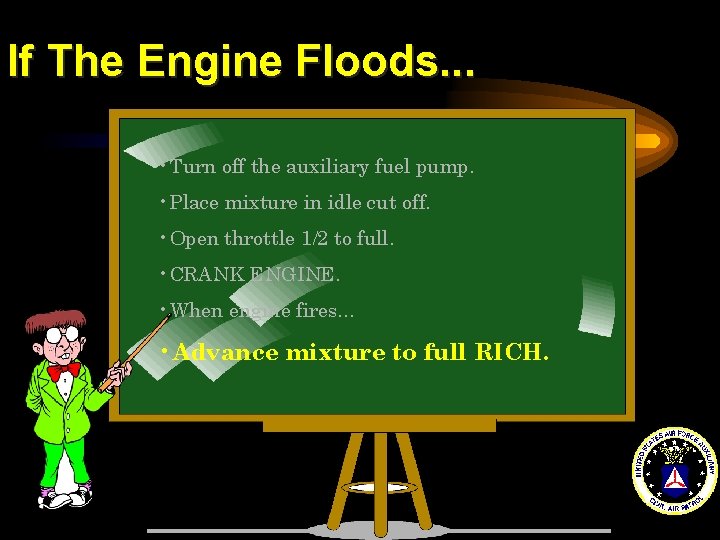If The Engine Floods. . . • Turn off the auxiliary fuel pump. •