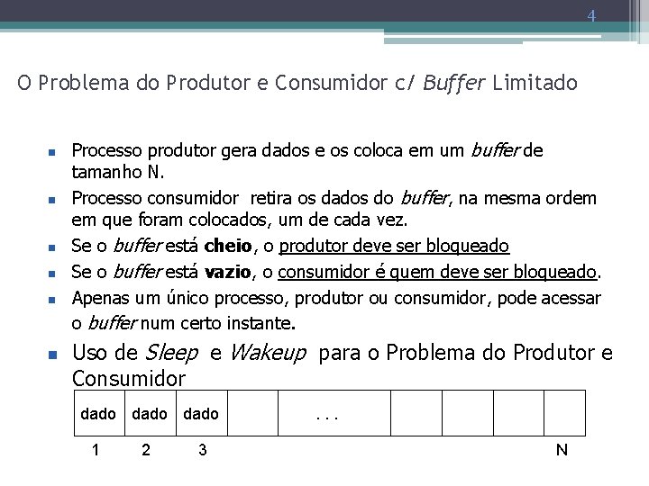 4 O Problema do Produtor e Consumidor c/ Buffer Limitado n n n Processo