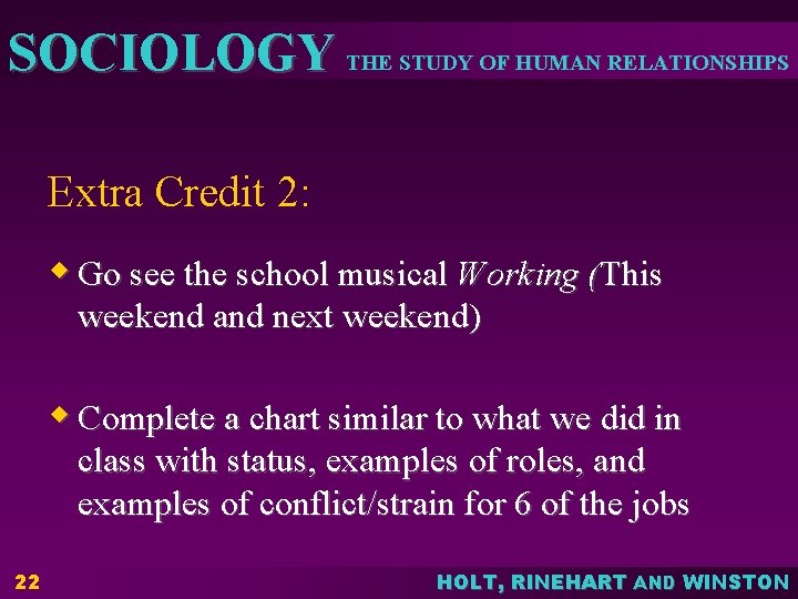 SOCIOLOGY THE STUDY OF HUMAN RELATIONSHIPS Extra Credit 2: w Go see the school