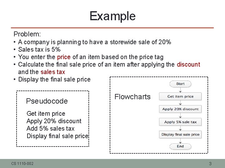 Example Problem: • • A company is planning to have a storewide sale of