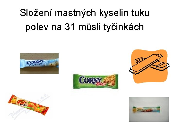 Složení mastných kyselin tuku polev na 31 müsli tyčinkách 