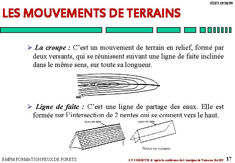 FDF 3 19/10/99 LES MOUVEMENTS DE TERRAINS Ø La croupe : C’est un mouvement FDF 3 19/10/99 LES MOUVEMENTS DE TERRAINS Ø La croupe : C’est un mouvement
