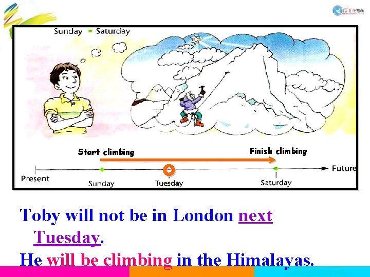 Start climbing Finish climbing Toby will not be in London next Tuesday. He will Start climbing Finish climbing Toby will not be in London next Tuesday. He will