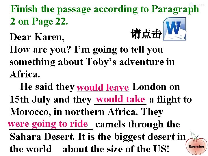 Finish the passage according to Paragraph 2 on Page 22. 请点击 Dear Karen, How Finish the passage according to Paragraph 2 on Page 22. 请点击 Dear Karen, How