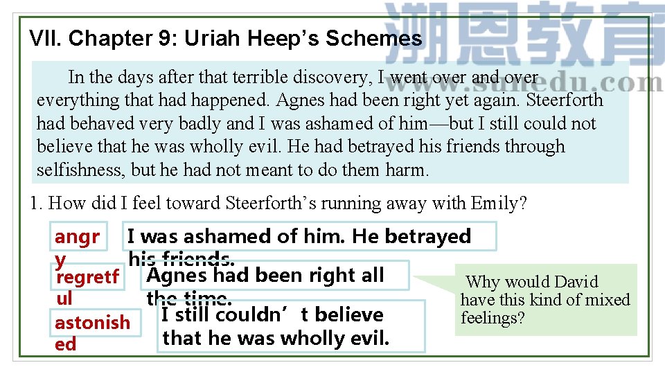 VII. Chapter 9: Uriah Heep’s Schemes In the days after that terrible discovery, I