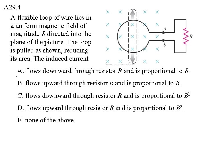 A 29. 4 A flexible loop of wire lies in a uniform magnetic field