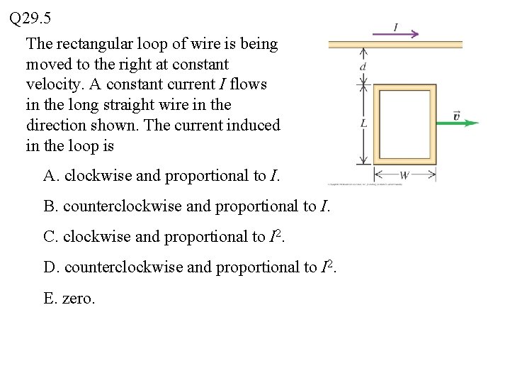 Q 29. 5 The rectangular loop of wire is being moved to the right