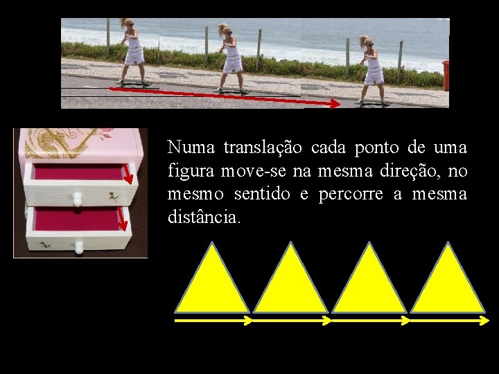 Numa translação cada ponto de uma figura move-se na mesma direção, no mesmo sentido