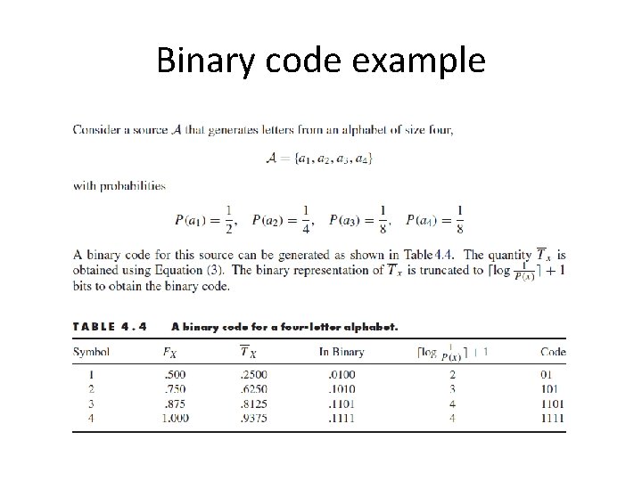 Binary code example 