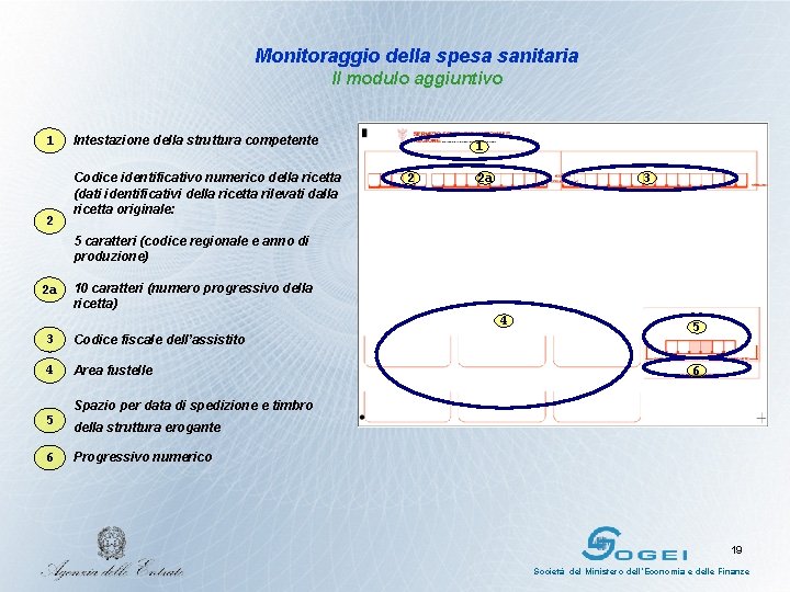 Monitoraggio della spesa sanitaria Il modulo aggiuntivo 1 2 Intestazione della struttura competente Codice