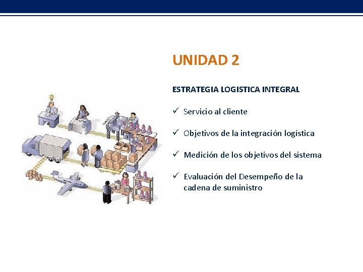 UNIDAD 2 ESTRATEGIA LOGISTICA INTEGRAL ü Servicio al cliente ü Objetivos de la integración