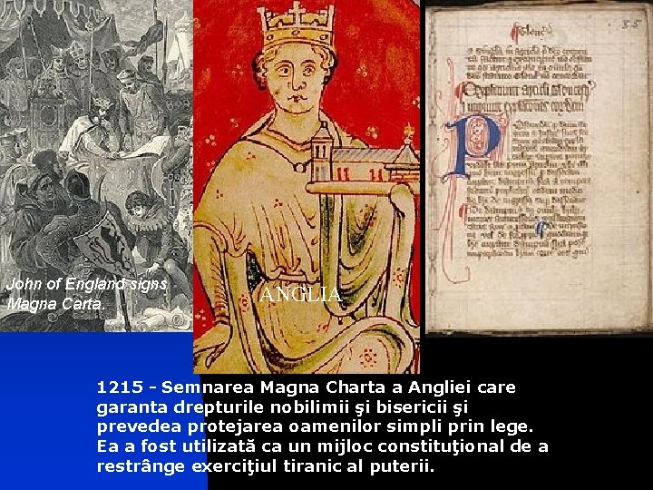John of England signs Magna Carta. ANGLIA 1215 - Semnarea Magna Charta a Angliei
