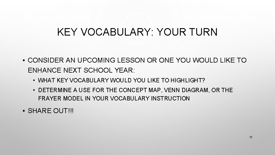 KEY VOCABULARY: YOUR TURN • CONSIDER AN UPCOMING LESSON OR ONE YOU WOULD LIKE