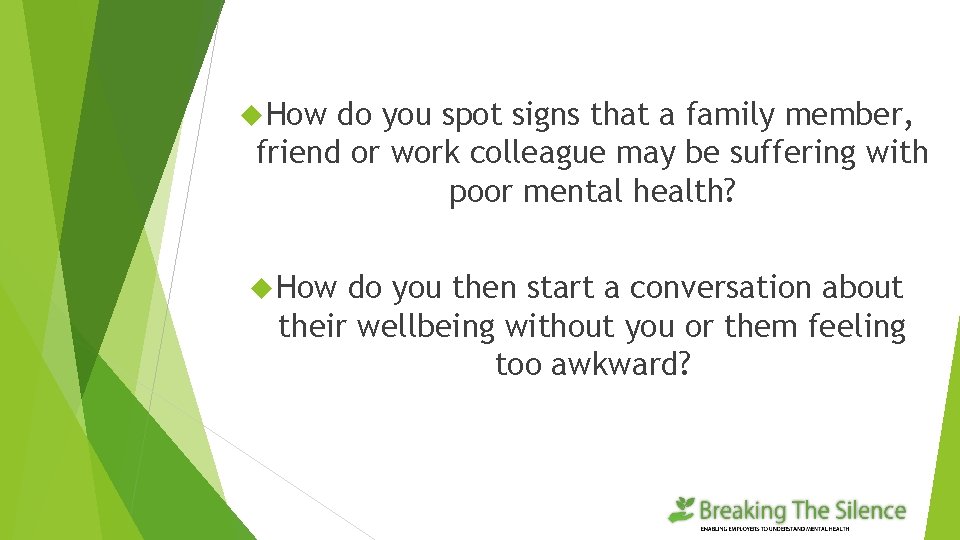  How do you spot signs that a family member, friend or work colleague