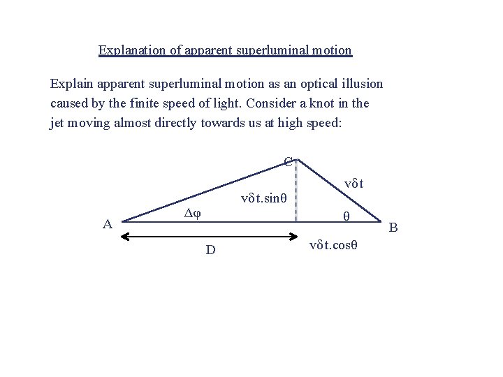 Explanation of apparent superluminal motion Explain apparent superluminal motion as an optical illusion caused