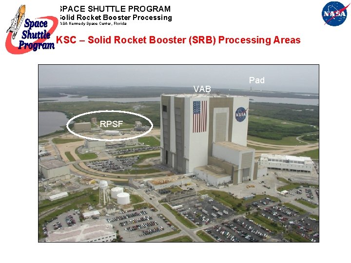 SPACE SHUTTLE PROGRAM Solid Rocket Booster Processing NASA Kennedy Space Center, Florida KSC –