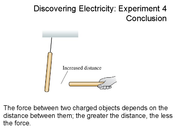 Discovering Electricity: Experiment 4 Conclusion The force between two charged objects depends on the