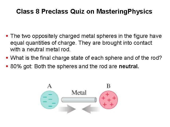 Class 8 Preclass Quiz on Mastering. Physics § The two oppositely charged metal spheres