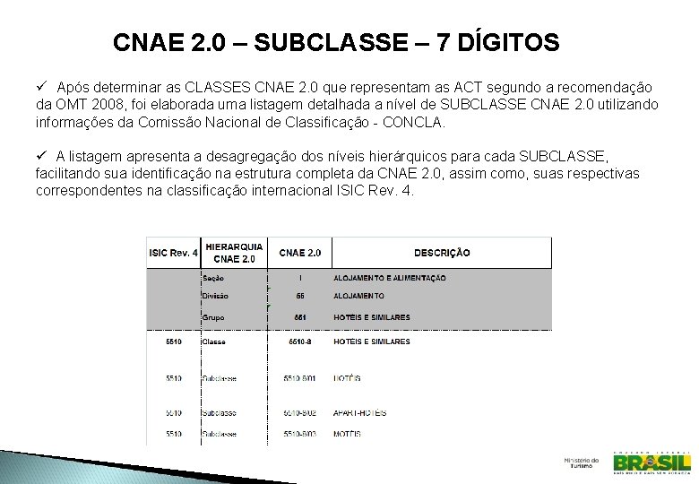 CNAE 2. 0 – SUBCLASSE – 7 DÍGITOS ü Após determinar as CLASSES CNAE
