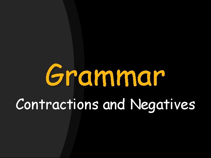 Grammar Contractions and Negatives 