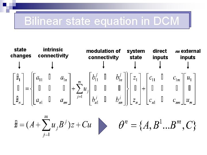 Bilinear state equation in DCM state changes intrinsic connectivity modulation of connectivity system state